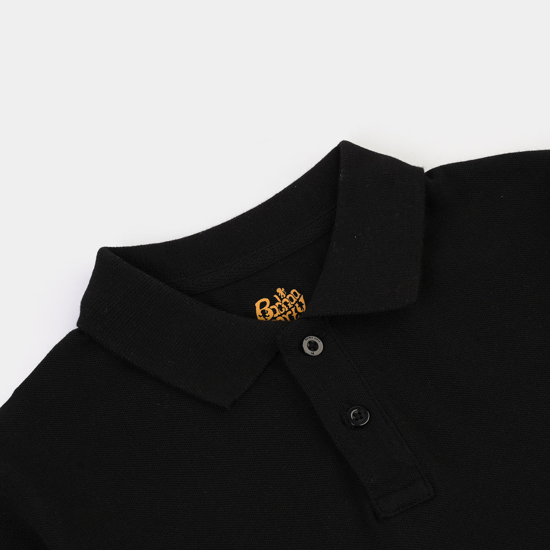 Boys Cotton PK Polo Basic -BLACK