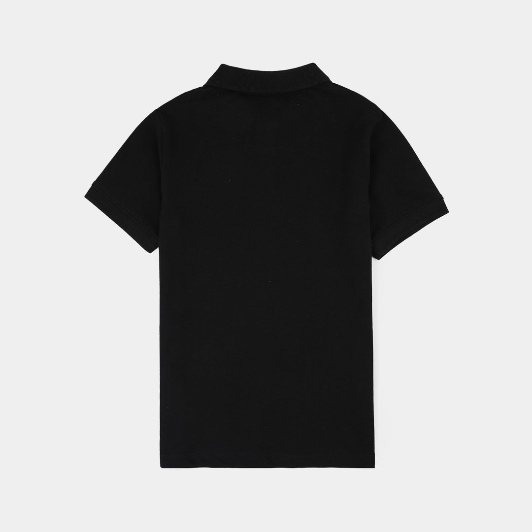 Boys Cotton PK Polo Basic -BLACK