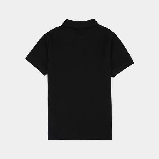 Boys Cotton PK Polo Basic -BLACK