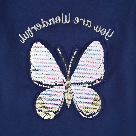 Girls Cotton Jersey T-Shirt H/S Wonderful-Navy Blue