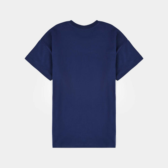 Girls Cotton Jersey T-Shirt H/S Wonderful-Navy Blue
