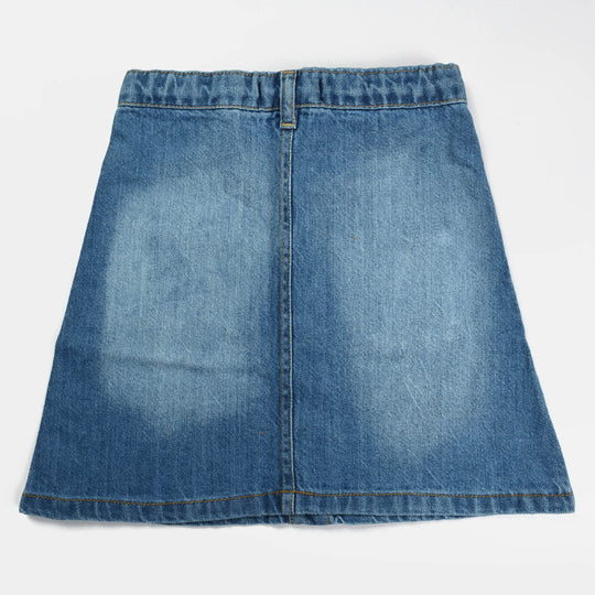 Girls Denim Skirt Heart Button | LIGHT BLUE