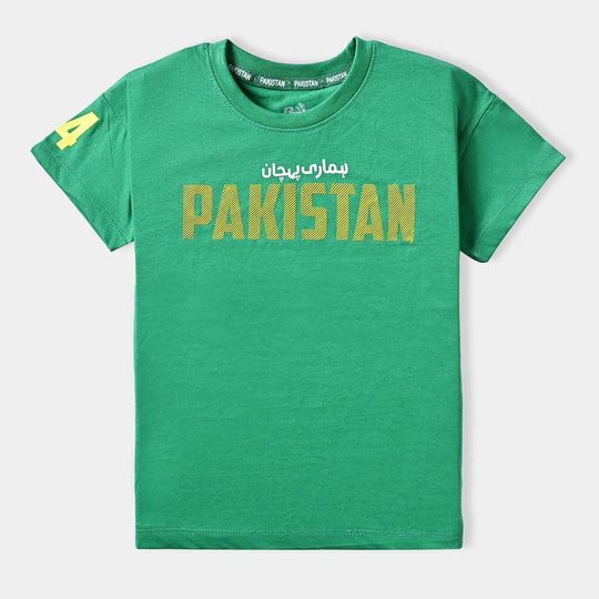 Boys Poly Cotton Jersey T-Shirt H/S Humari Pehchaan-Fern Green