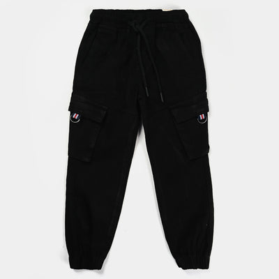 Boys Cotton Twill Cargo | BLACK