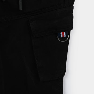 Boys Cotton Twill Cargo | BLACK