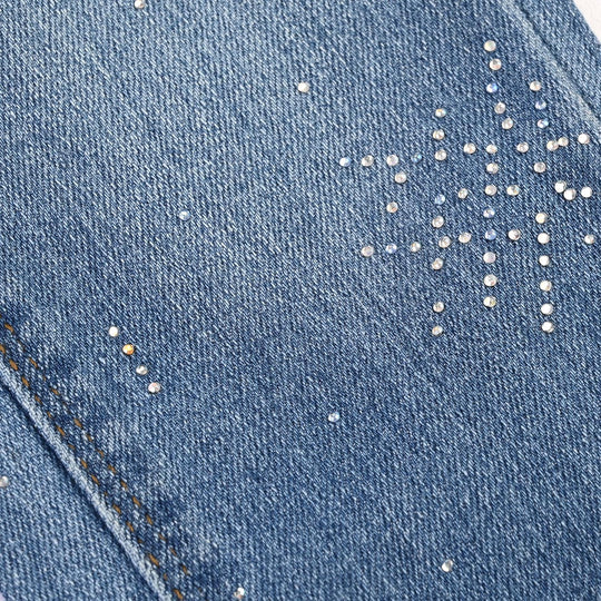 Girls Denim Pant Silver Studs - LIGHT  BLUE