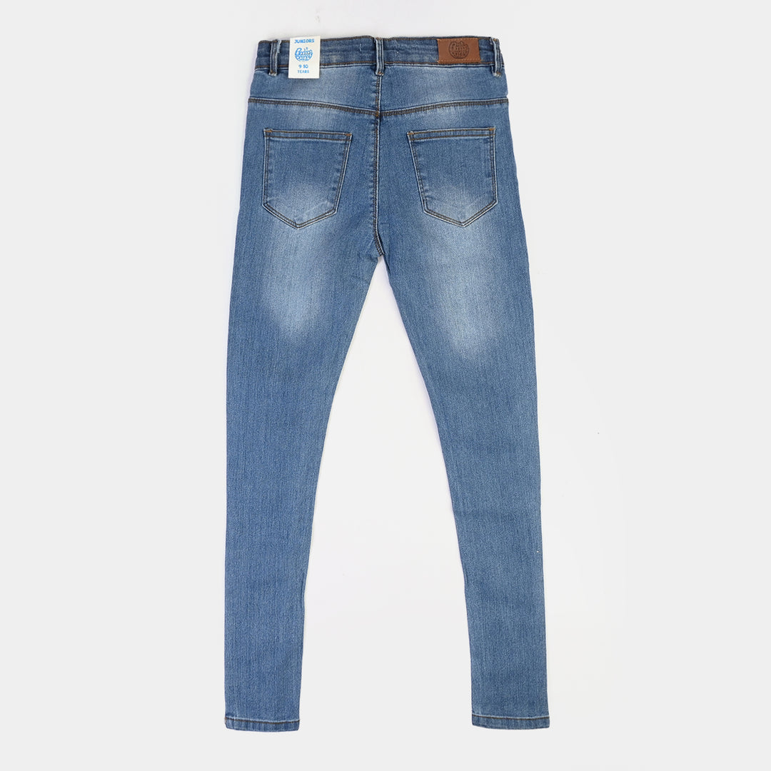 Girls Denim Pant Silver Studs - LIGHT  BLUE