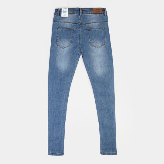 Girls Denim Pant Silver Studs - LIGHT  BLUE