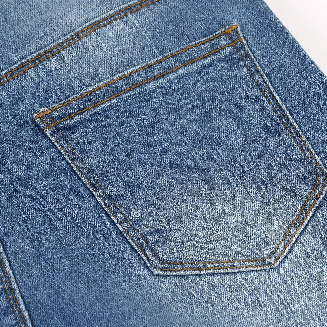 Girls Denim Pant Silver Studs - LIGHT  BLUE