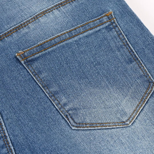 Girls Denim Pant Silver Studs - LIGHT  BLUE