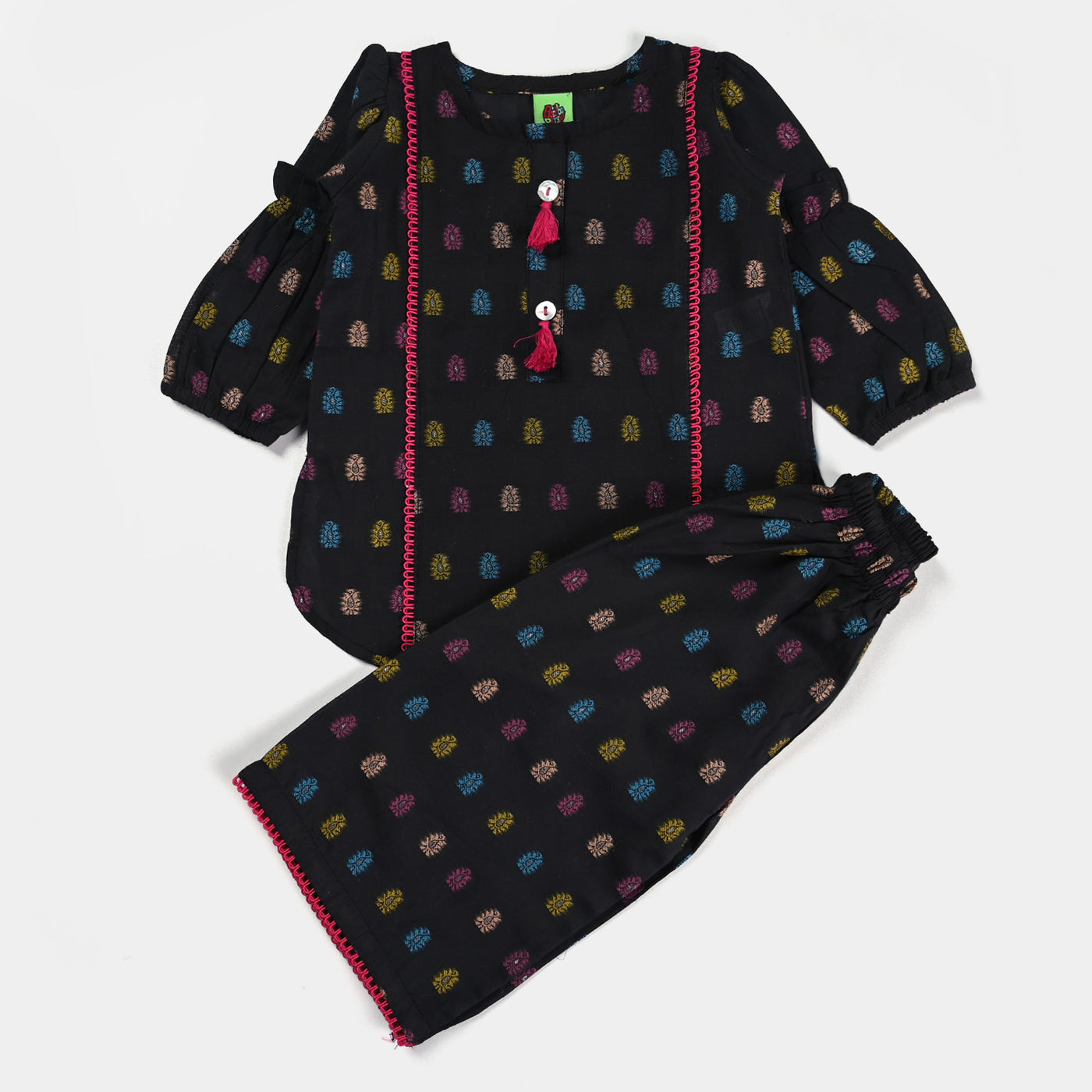 Infant Girls Jacquard 2PCs Suit POP-BLACK
