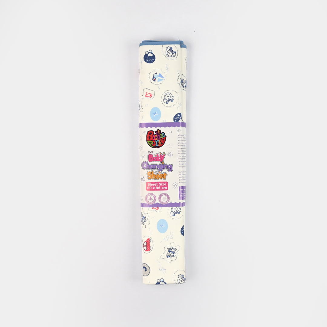 Baby Changing Sheet 69x96 Blue Car & Ship