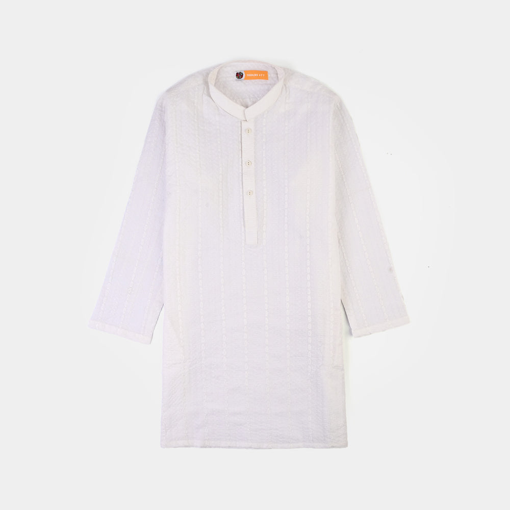 Boys Cotton Poplin 2Piece Suit (Chicken Kari)-WHITE