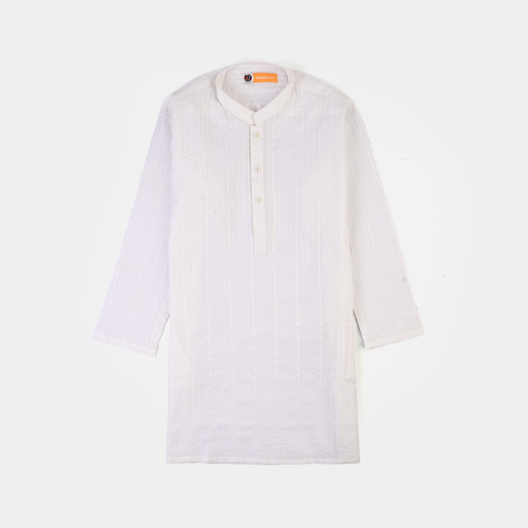 Boys Cotton Poplin 2Piece Suit (Chicken Kari)-WHITE