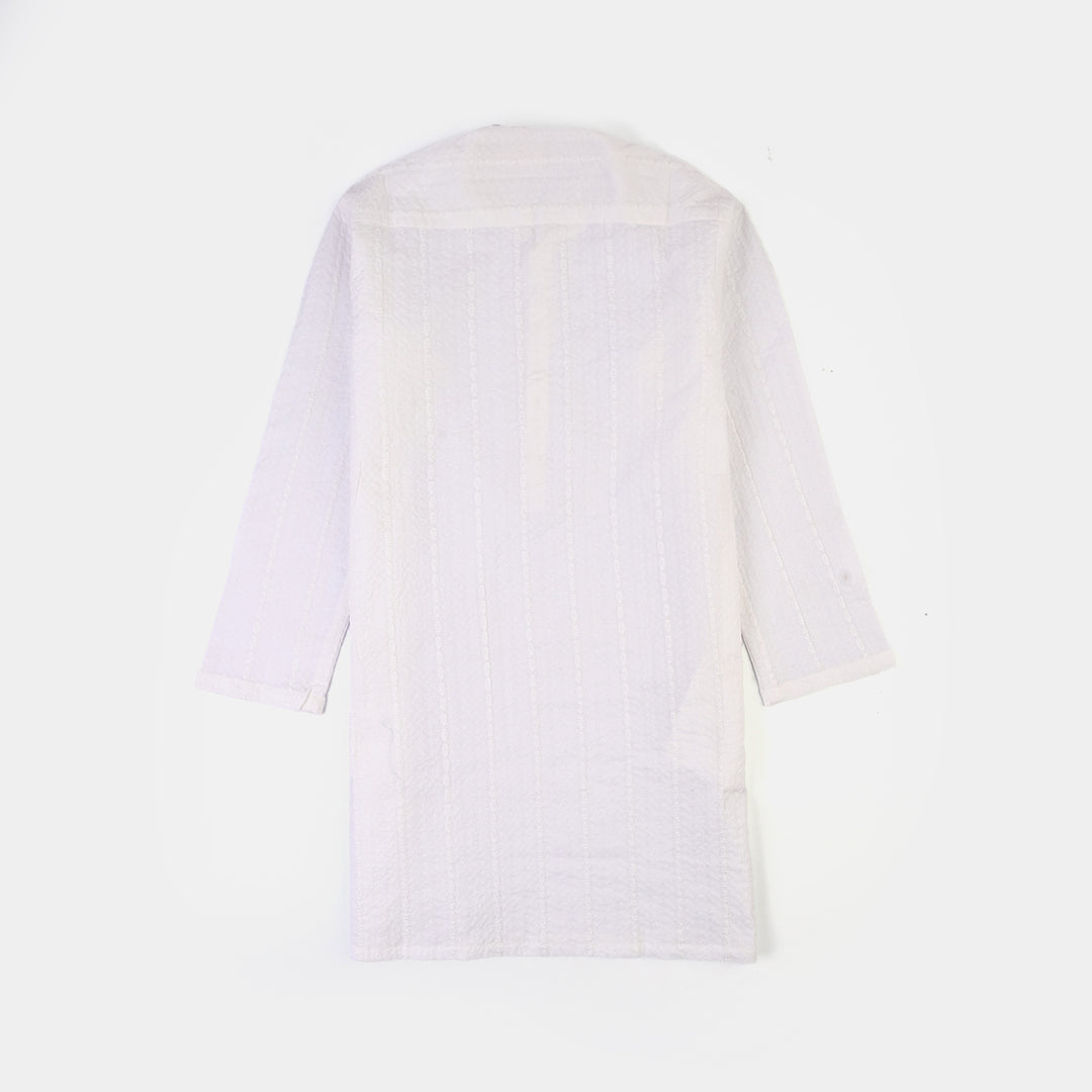 Boys Cotton Poplin 2Piece Suit (Chicken Kari)-WHITE