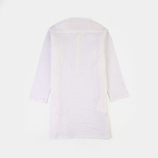 Boys Cotton Poplin 2Piece Suit (Chicken Kari)-WHITE