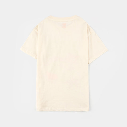 Girls Jersey/Terry T-Shirt (Fancy Flowers) - Off-White