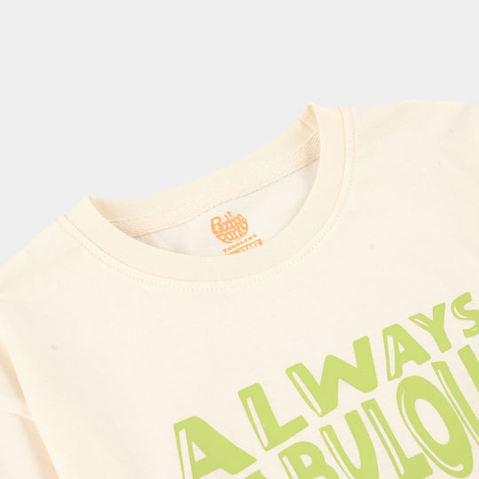 Girls Rib T-Shirt (Always Fabulous) - Off-White