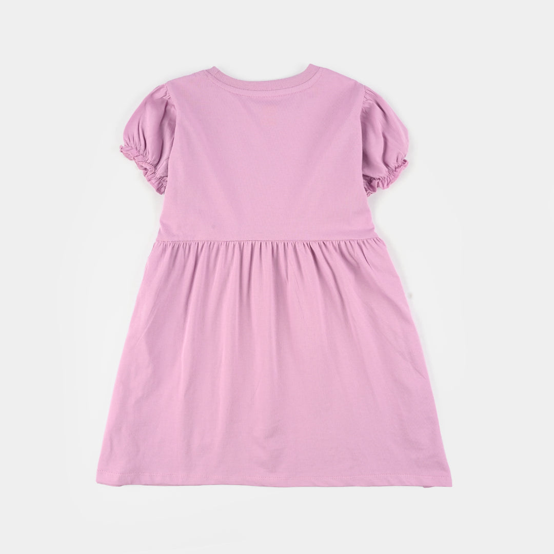Girls Jersey/Terry Knitted Frock (Good Mood) - Pink