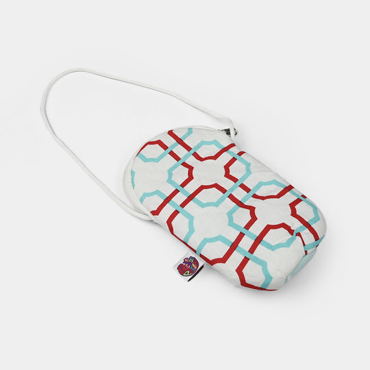 Stylish Geometric Patterned Crossbody Bag – Red & Blue