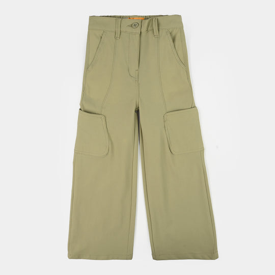 Girls Poly Twill Pants (Square) - Green