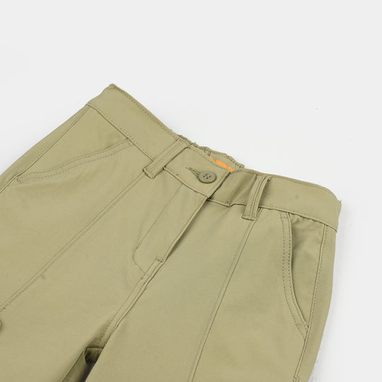 Girls Poly Twill Pants (Square) - Green