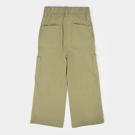 Girls Poly Twill Pants (Square) - Green