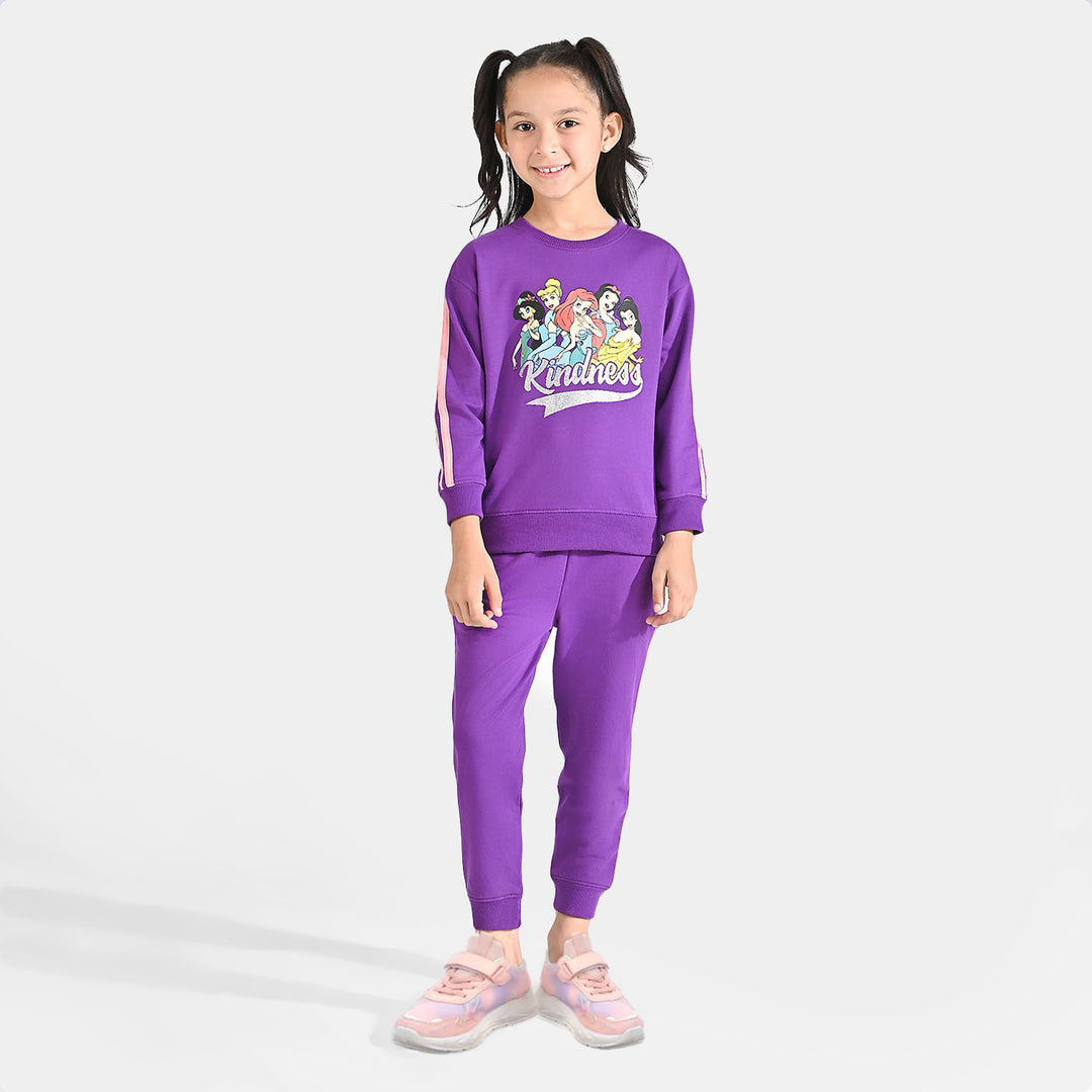 Girls Cotton Terry 2 Piece Suit Kindness-Purple