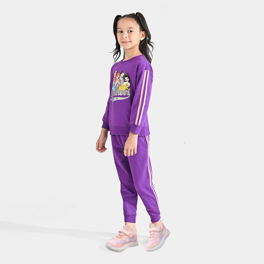 Girls Cotton Terry 2 Piece Suit Kindness-Purple