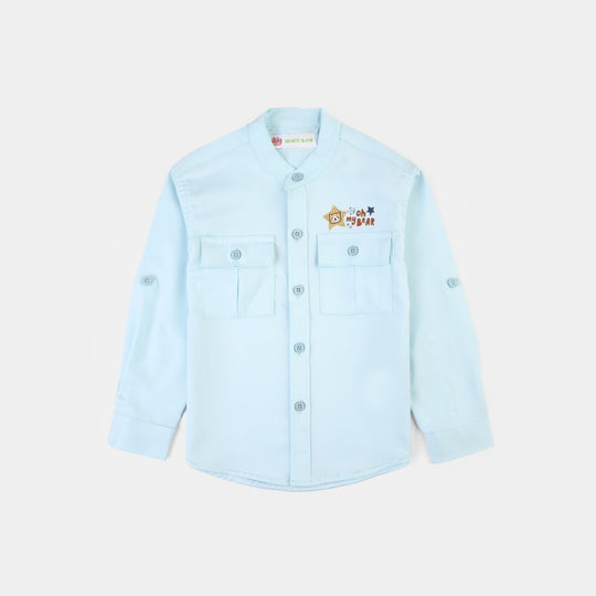 Boys Casual Shirt Bear - SKY BLUE