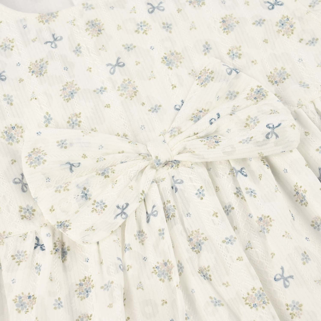 Infant Girls Cotton Interlock Fancy Frock - White