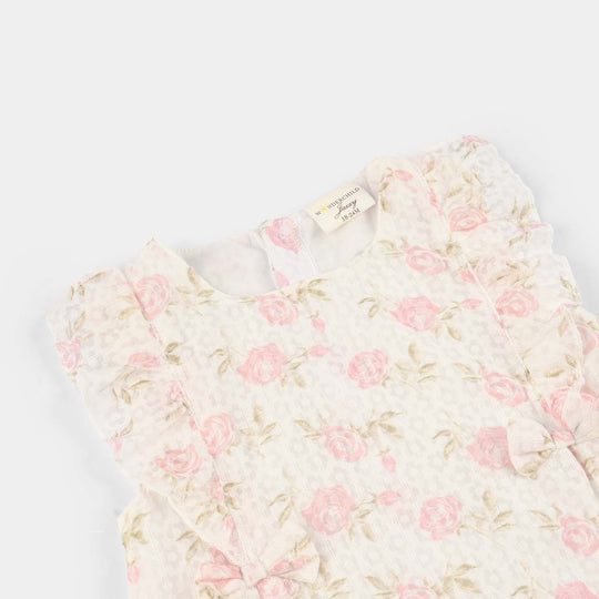 Infant Girls Cotton Interlock Fancy Frock - Pink