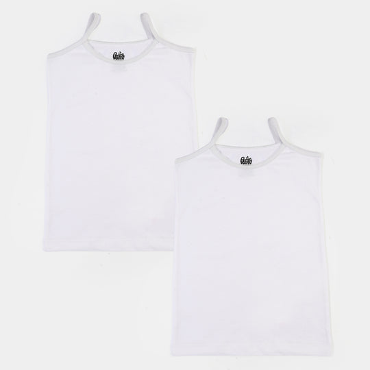 Girls Cotton Jersey Cami Pack of 2 (Basic) - White