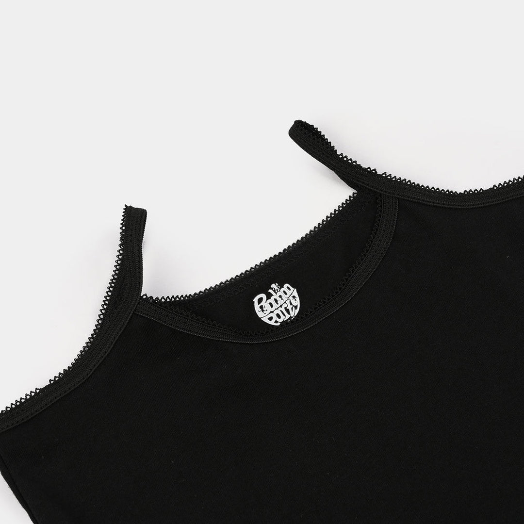 Girls Cotton Jersey Cami Pack of 2 (Basic) - Black