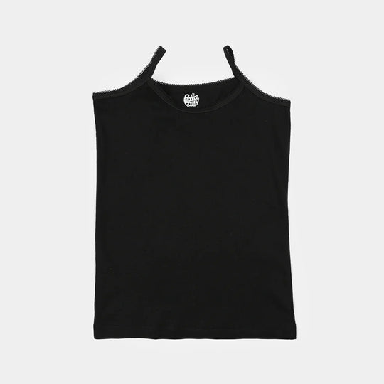 Girls Cotton Jersey Cami Pack of 2 (Basic) - Black