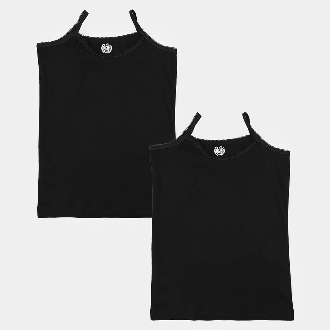 Girls Cotton Jersey Cami Pack of 2 (Basic) - Black