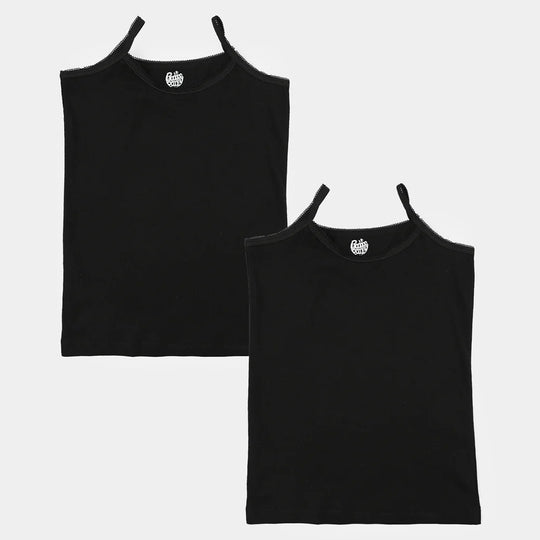 Girls Cotton Jersey Cami Pack of 2 (Basic) - Black