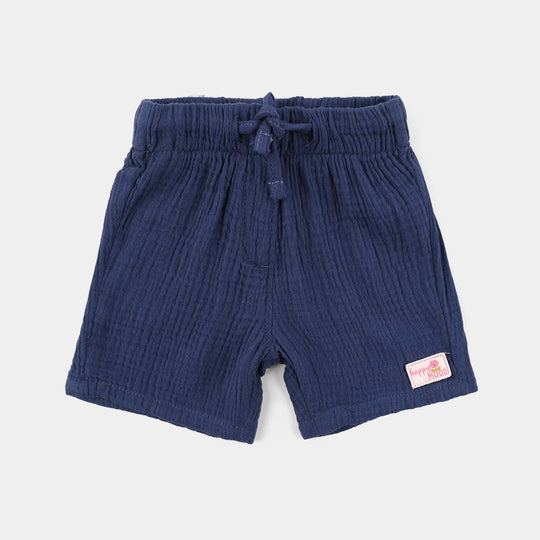 Infant Girls Gauze Cotton Shorts Happy Mood - Blue