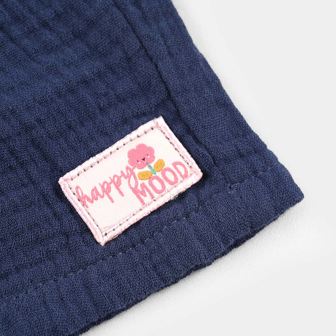 Infant Girls Gauze Cotton Shorts Happy Mood - Blue
