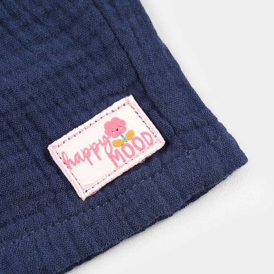 Infant Girls Gauze Cotton Shorts Happy Mood - Blue