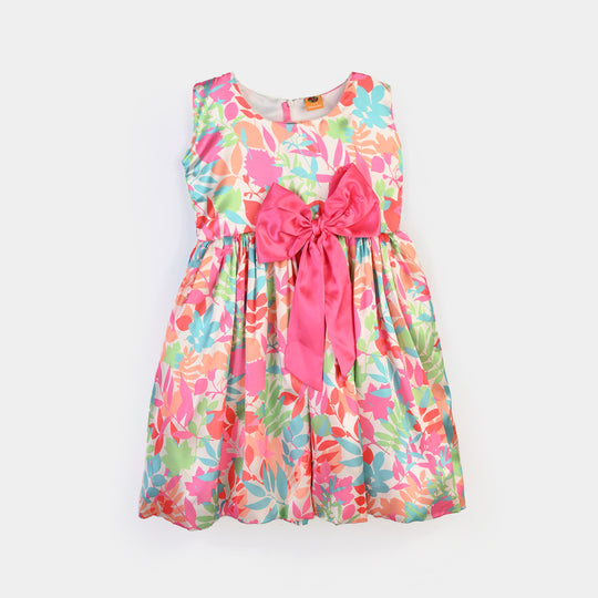 Girls Poly Satin Fancy Frock Multi-Multi