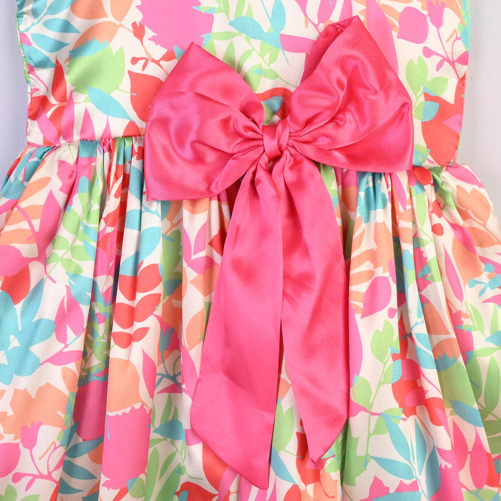 Girls Poly Satin Fancy Frock Multi-Multi