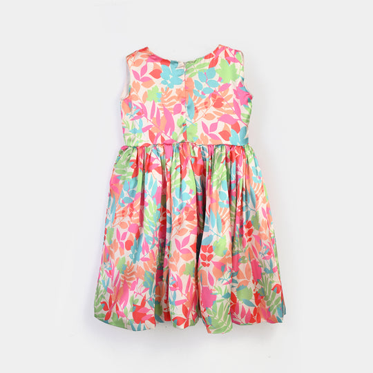 Girls Poly Satin Fancy Frock Multi-Multi