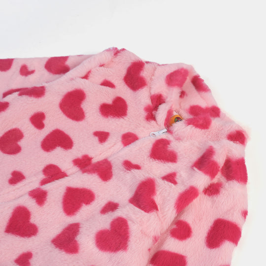 Girls Sherpa Jacket Hearts-Pink