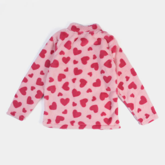 Girls Sherpa Jacket Hearts-Pink