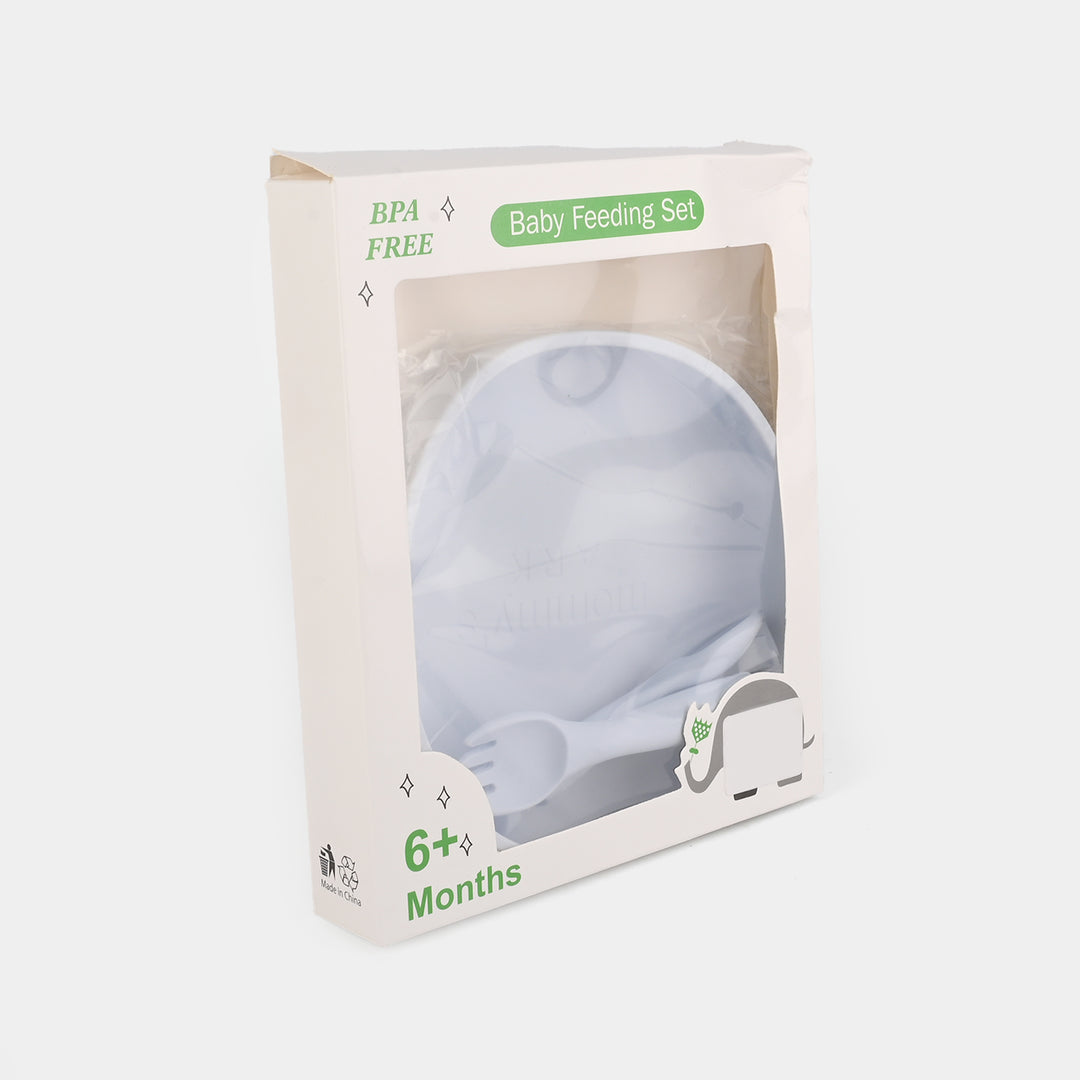 Baby Silicone Plate with Fork & Spoon Set