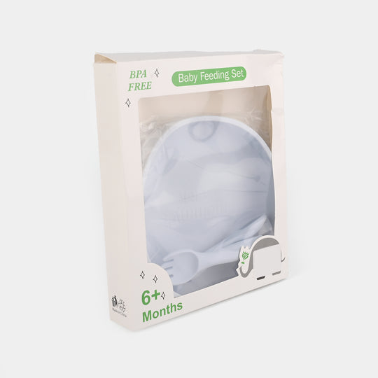 Baby Silicone Plate with Fork & Spoon Set
