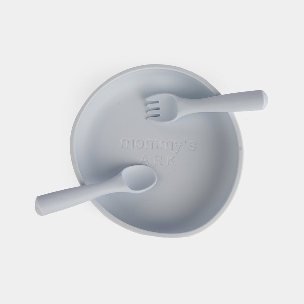 Baby Silicone Plate with Fork & Spoon Set