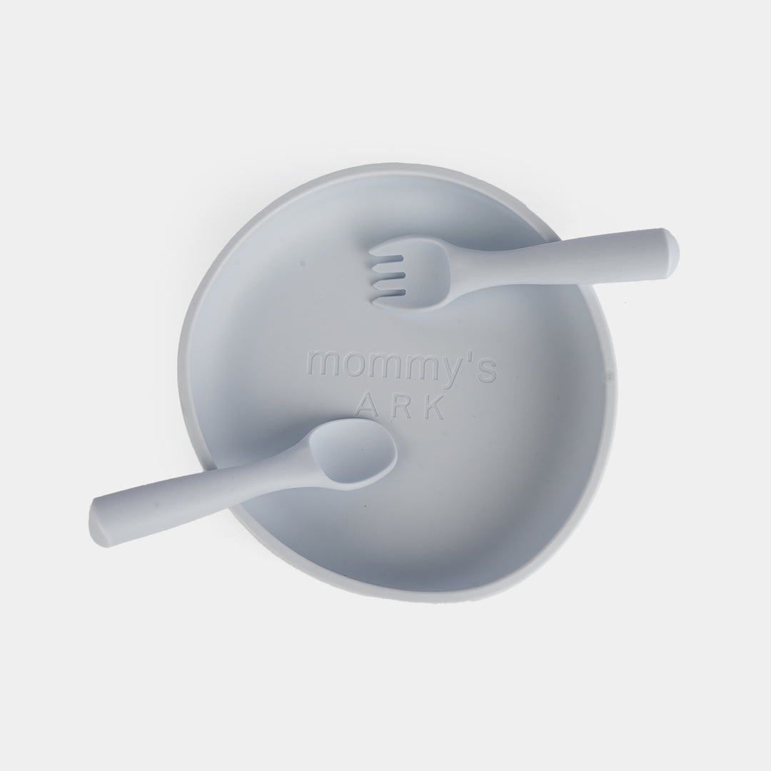 Baby Silicone Plate with Fork & Spoon Set