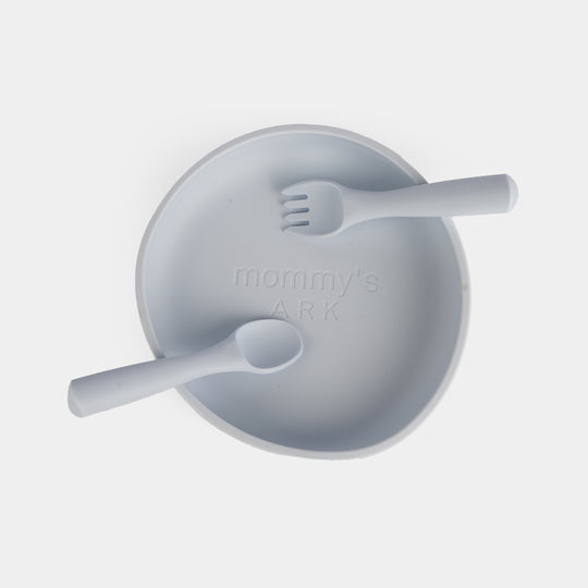 Baby Silicone Plate with Fork & Spoon Set